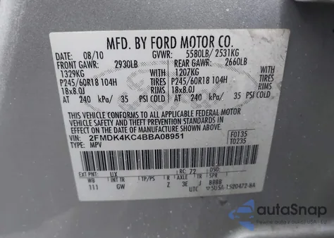 2011 Ford Edge Limited from USA, damaged, VIN 2FMDK4KC4BBA08951